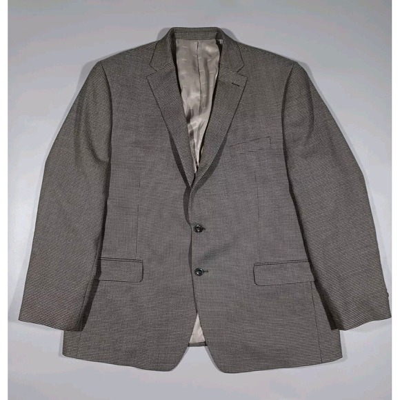 Michael‎ Kors Blazer Mens 48L Brown Houndstooth Two Button Jacket Coat - Picture 1 of 4